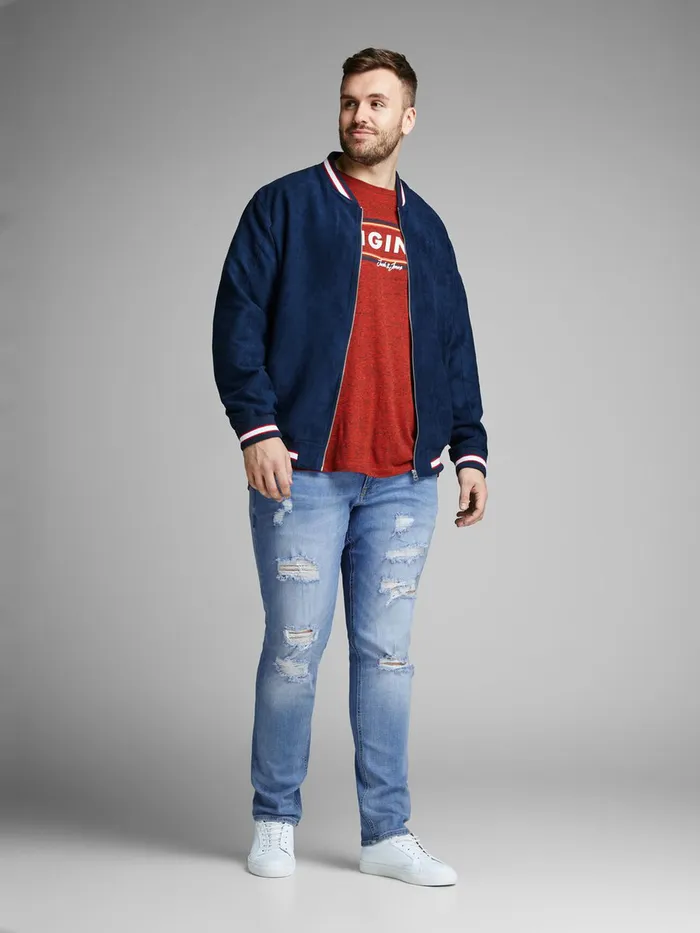 Jeans JACK and JONES Mens LIAM ORIGINAL AM 793 50SPS PLUS SIZE SKINNY FIT JEANS Blue Blue Denim