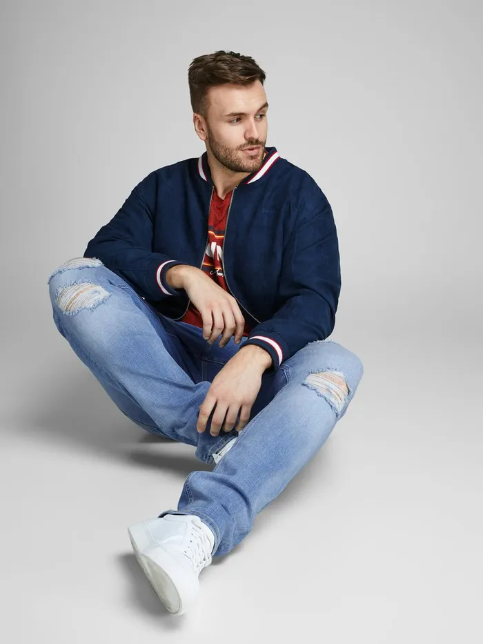 Jeans JACK and JONES Mens LIAM ORIGINAL AM 793 50SPS PLUS SIZE SKINNY FIT JEANS Blue Blue Denim