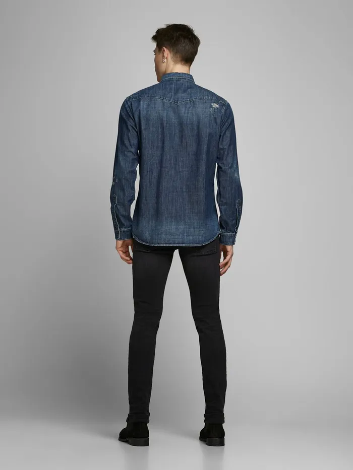 Jeans JACK and JONES Mens LIAM ORIGINAL JOS 928 SKINNY FIT JEANS Black Black Denim