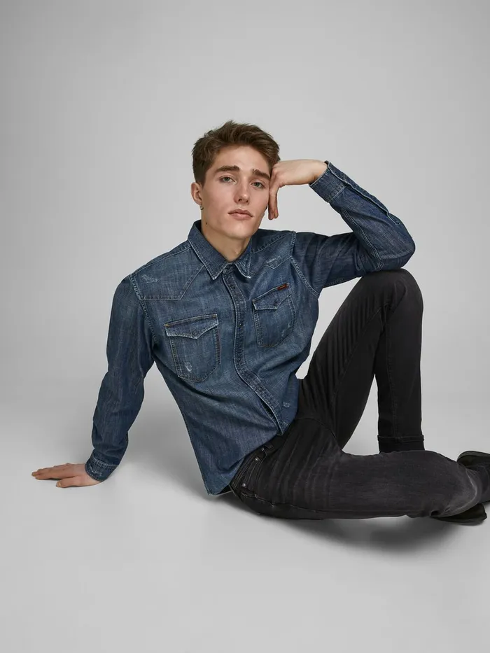 Jeans JACK and JONES Mens LIAM ORIGINAL JOS 928 SKINNY FIT JEANS Black Black Denim
