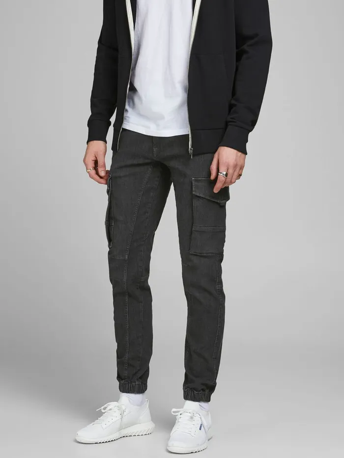 Jeans JACK and JONES Mens PAUL FLAKE AKM 268 STS TAPERED FIT JEANS Black Black Denim