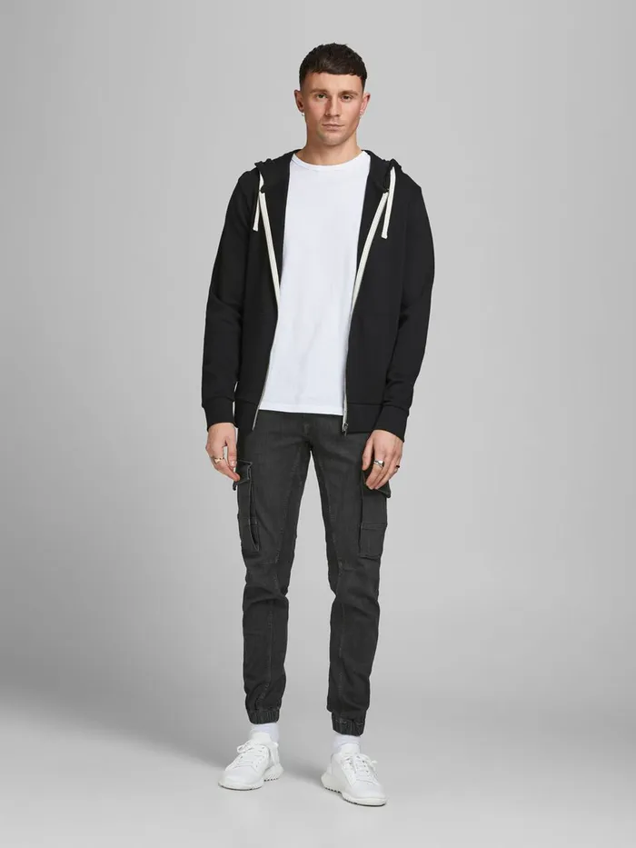Jeans JACK and JONES Mens PAUL FLAKE AKM 268 STS TAPERED FIT JEANS Black Black Denim