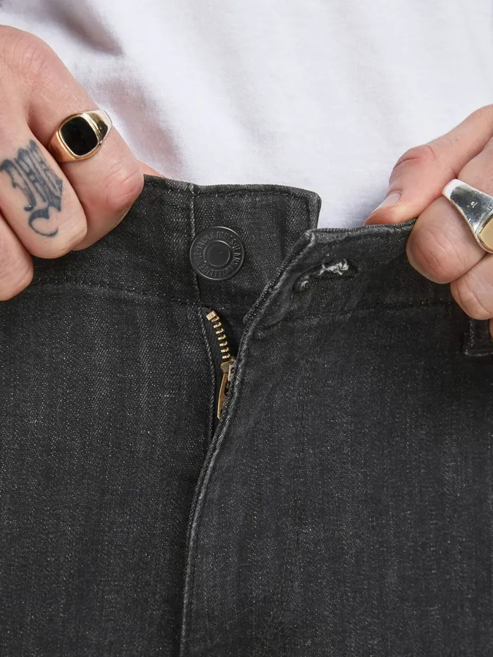 Jeans JACK and JONES Mens PAUL FLAKE AKM 268 STS TAPERED FIT JEANS Black Black Denim