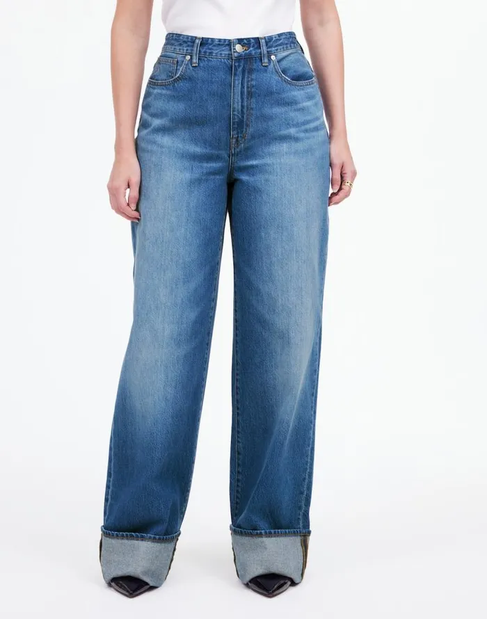 Jeans Women Madewell Curvy SuperwideLeg Jeans In Fannin Wash Fannin Wash