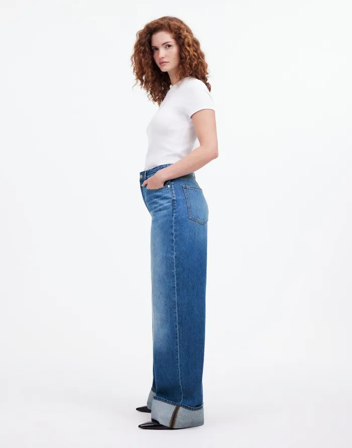 Jeans Women Madewell Curvy SuperwideLeg Jeans In Fannin Wash Fannin Wash