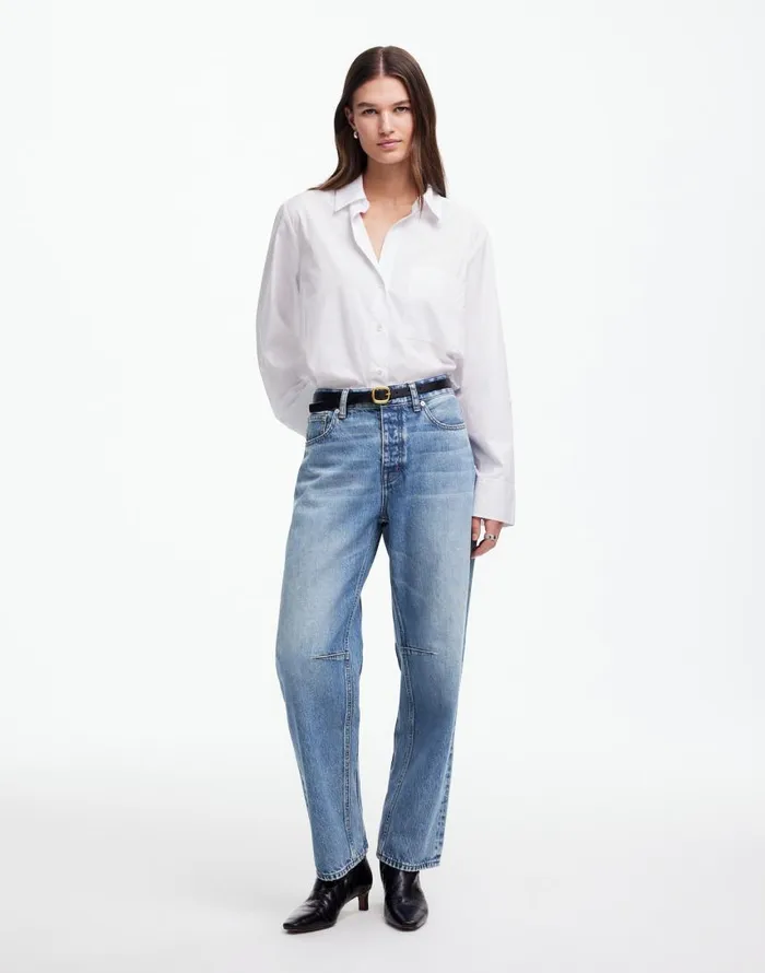 Jeans Women Madewell The Darted BarrelLeg Jean Dobbins Wash