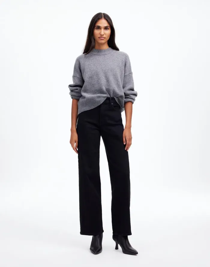 Jeans Women Madewell The Perfect Vintage WideLeg Jean Black Rinse Wash