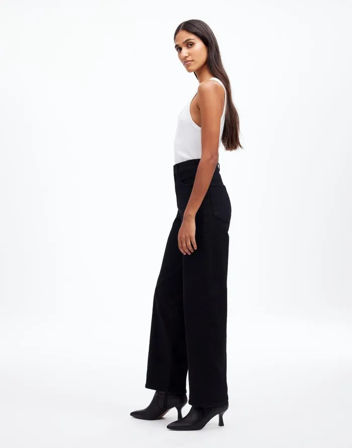 Jeans Women Madewell The Perfect Vintage WideLeg Jean Black Rinse Wash