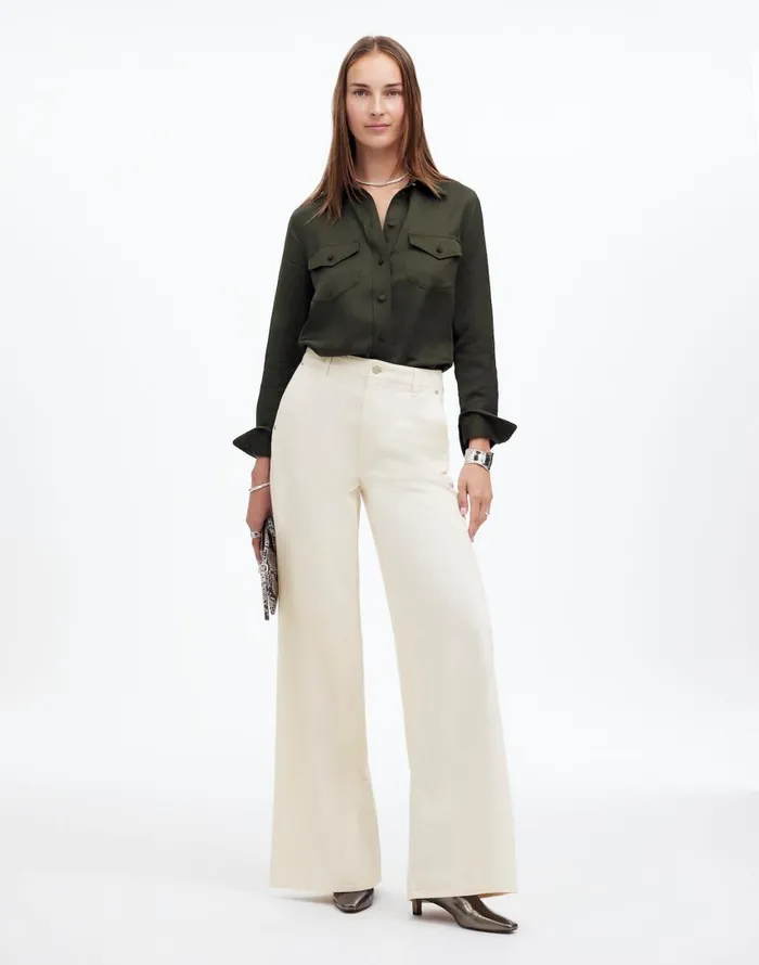 Jeans Women Madewell Wide Sweep Denim Trousers Vintage Ivory