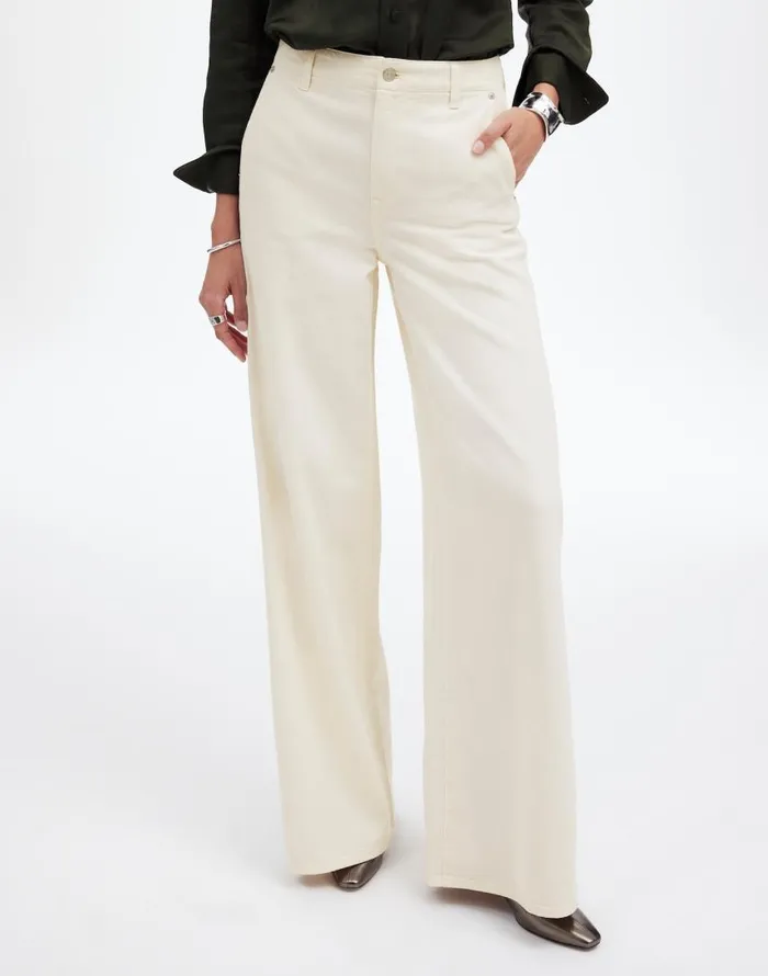 Jeans Women Madewell Wide Sweep Denim Trousers Vintage Ivory