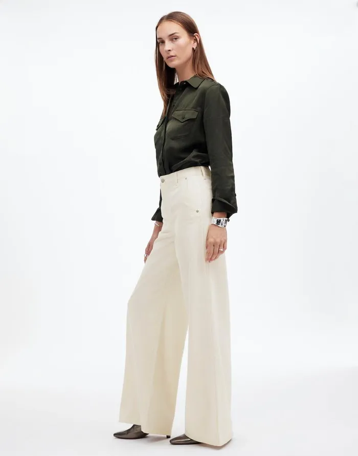 Jeans Women Madewell Wide Sweep Denim Trousers Vintage Ivory