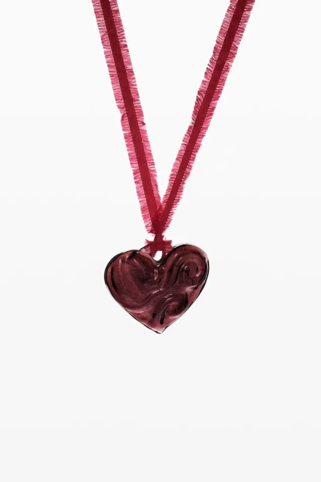 Jewelry Women Desigual Large Crystal Heart Pendant Zalio Red