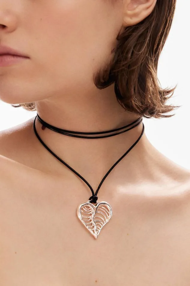 Jewelry Women Desigual Zalio Cord Silverplated Heart Pendant Black