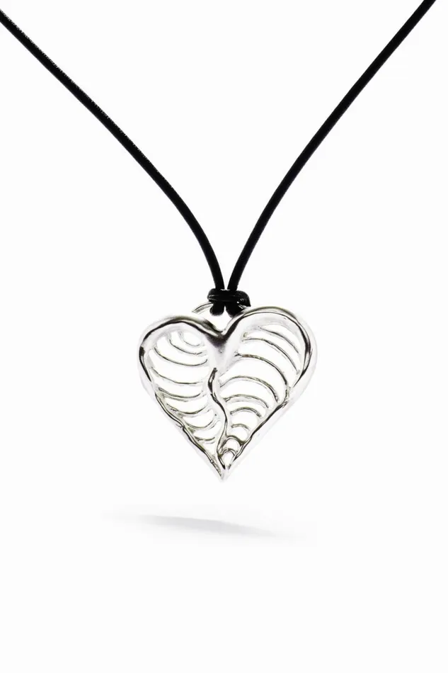 Jewelry Women Desigual Zalio Cord Silverplated Heart Pendant Black
