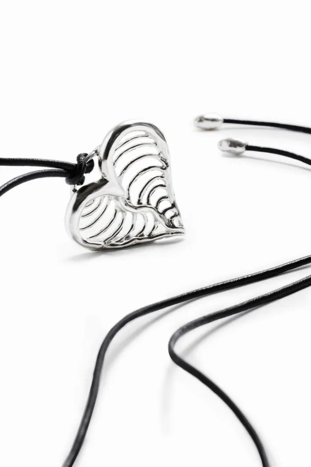 Jewelry Women Desigual Zalio Cord Silverplated Heart Pendant Black