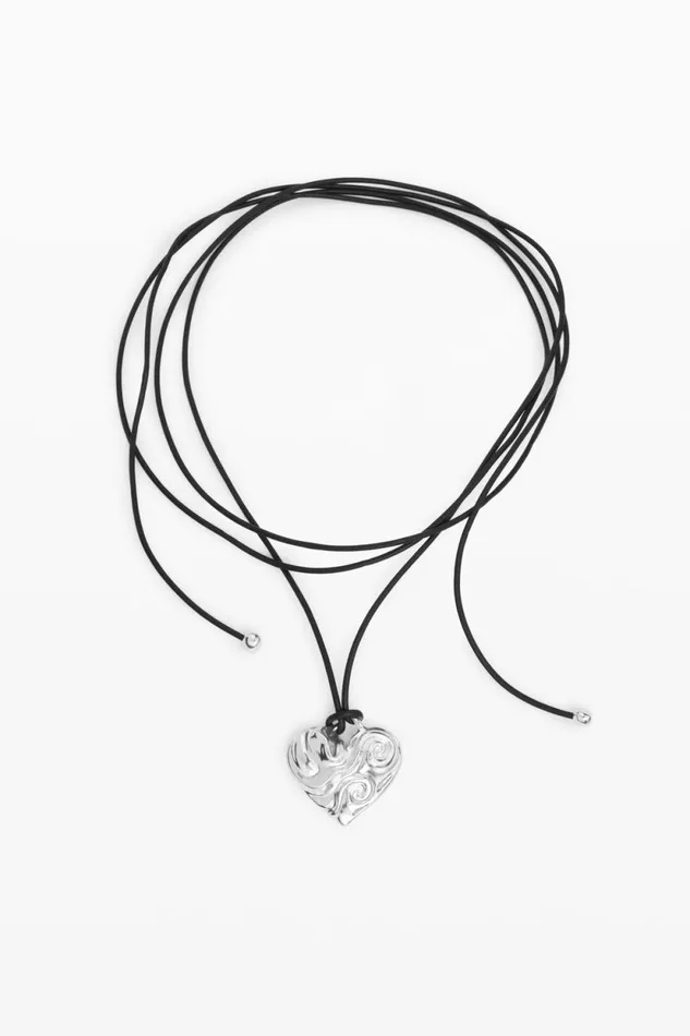 Jewelry Women Desigual Zalio Silverplated Heart Pendant With Cord Black