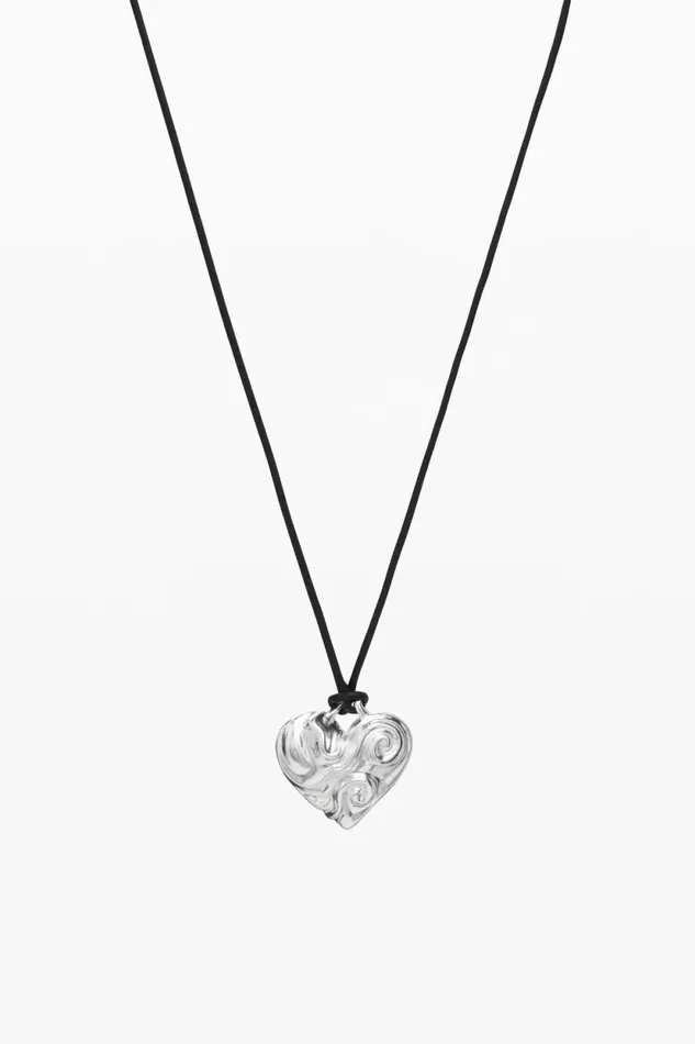 Jewelry Women Desigual Zalio Silverplated Heart Pendant With Cord Black