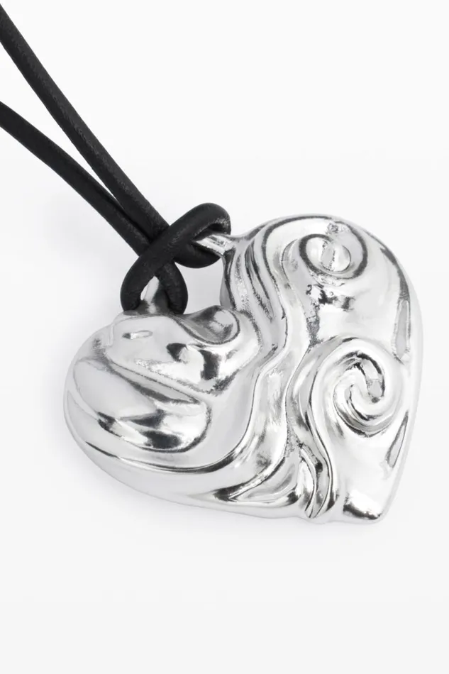 Jewelry Women Desigual Zalio Silverplated Heart Pendant With Cord Black