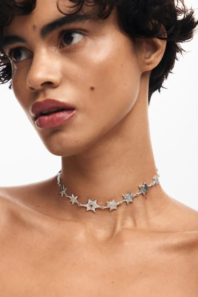 Jewelry Women Desigual Zalio Silverplated Star Choker Black
