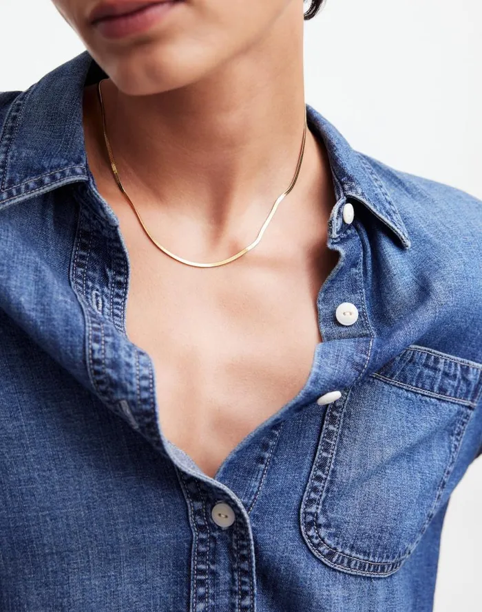 Jewelry Women Madewell DemiFine Skinny Herringbone Chain 14k Gold
