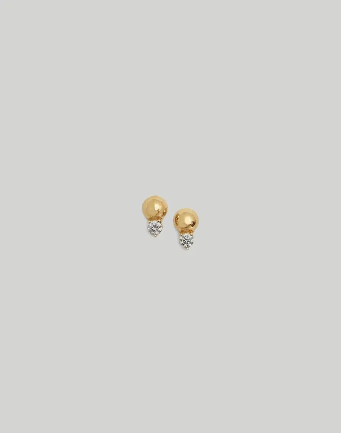 Jewelry Women Madewell Kinn Studio Violet Round Diamond Stud Earrings Gold