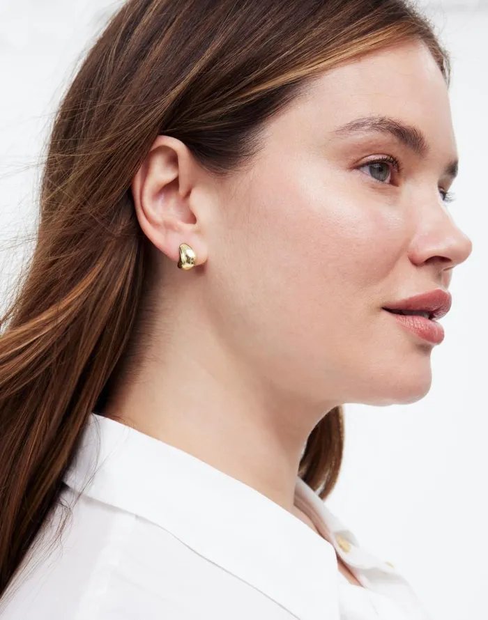 Jewelry Women Madewell Molten Huggie Hoop Earrings Pale Gold