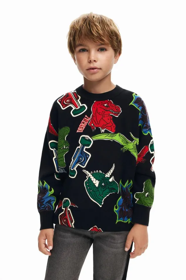 Jumpers And Sweatshirts Kids Desigual Dinosaur Hoodie Black