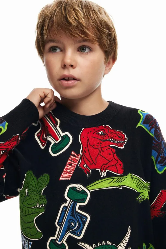 Jumpers And Sweatshirts Kids Desigual Dinosaur Hoodie Black