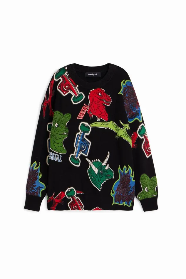 Jumpers And Sweatshirts Kids Desigual Dinosaur Hoodie Black