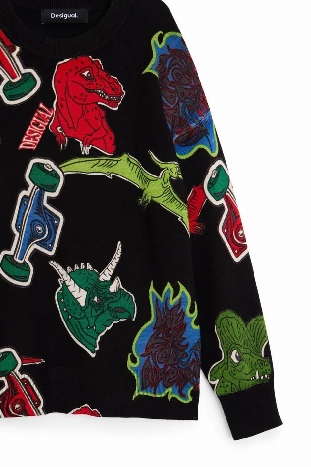 Jumpers And Sweatshirts Kids Desigual Dinosaur Hoodie Black