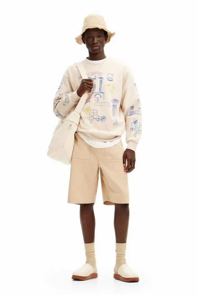 Jumpers And Sweatshirts Men Desigual Illustration Design Sweatshirt White