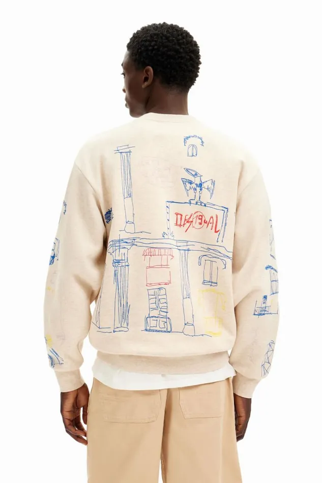 Jumpers And Sweatshirts Men Desigual Illustration Design Sweatshirt White