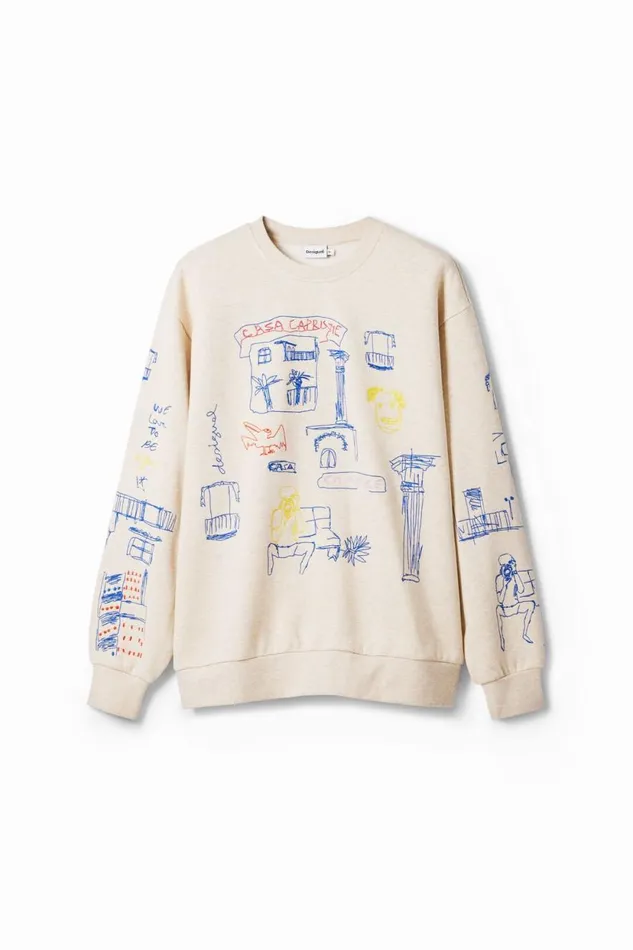 Jumpers And Sweatshirts Men Desigual Illustration Design Sweatshirt White