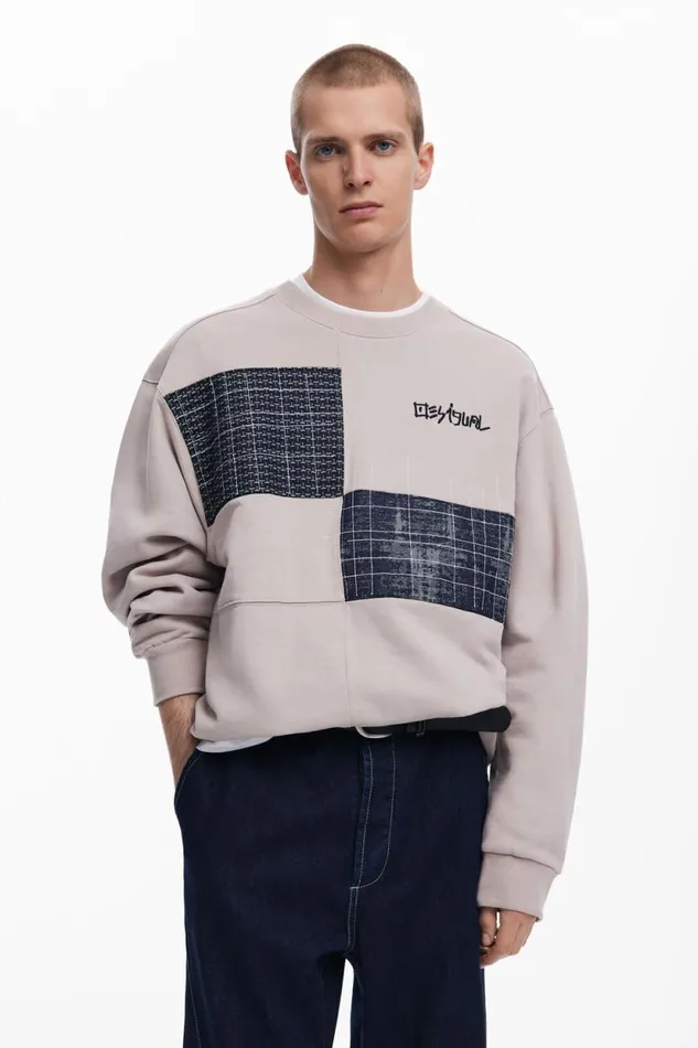 Jumpers And Sweatshirts Men Desigual Sweatshirt With Patches Black