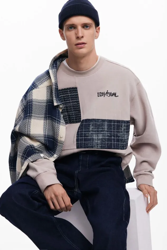 Jumpers And Sweatshirts Men Desigual Sweatshirt With Patches Black