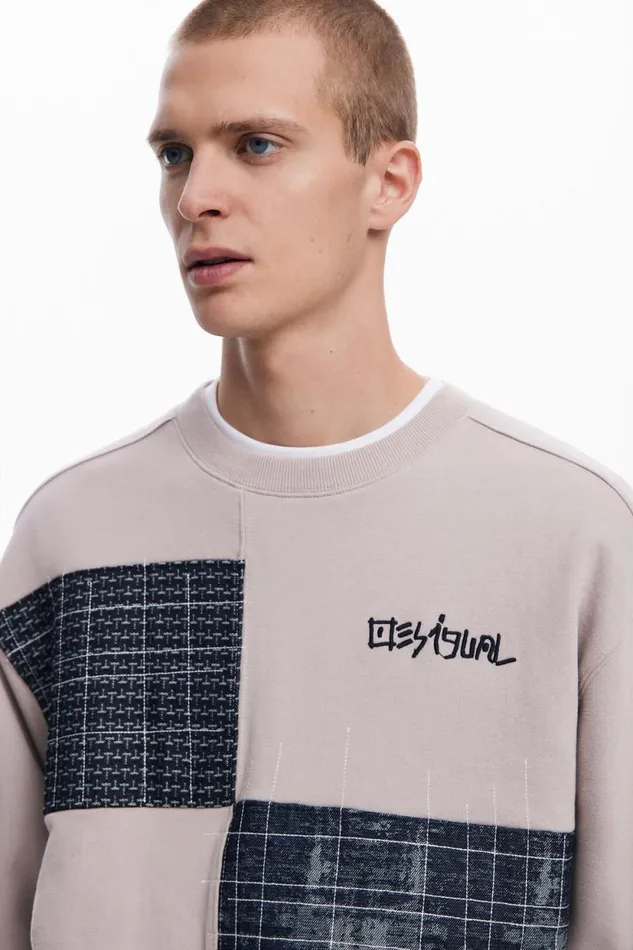 Jumpers And Sweatshirts Men Desigual Sweatshirt With Patches Black