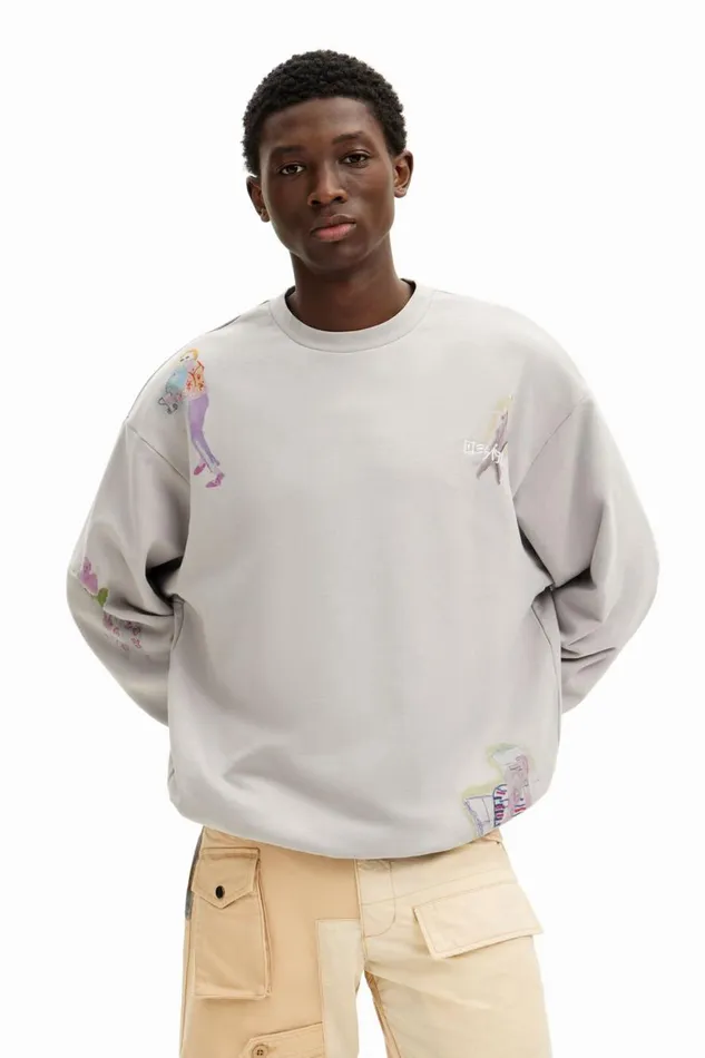 Jumpers And Sweatshirts Men Desigual Watercolor Illustrations Sweatshirt Black Jumpers And Sweatshirts Men Desigual Watercolor Illustrations Sweatshirt Black