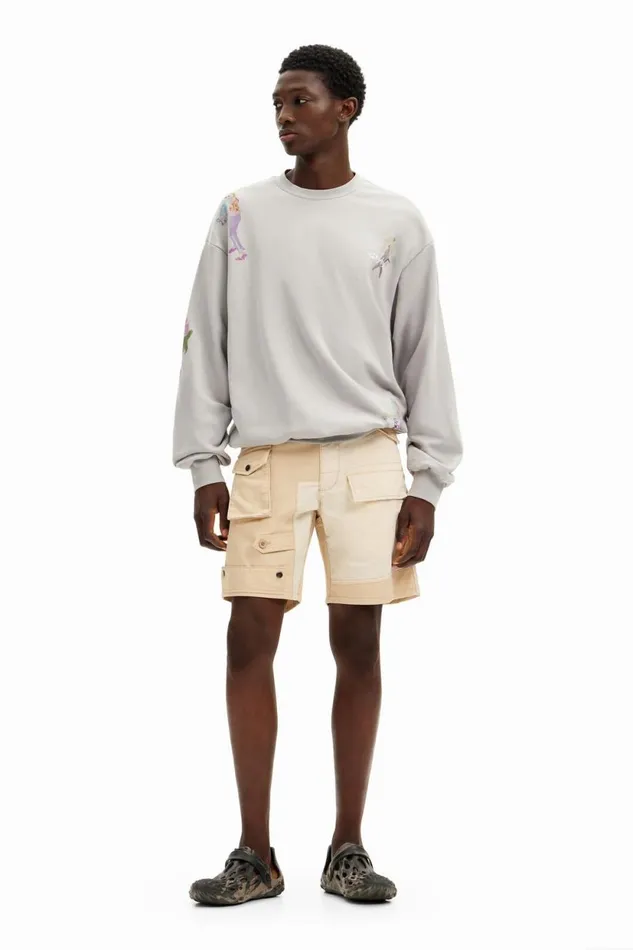 Jumpers And Sweatshirts Men Desigual Watercolor Illustrations Sweatshirt Black