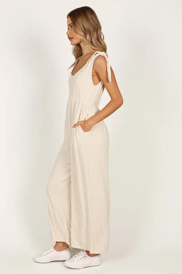 Jumpsuits and Rompers Petal and Pup Women Ayla Linen Jumpsuit Oatmeal