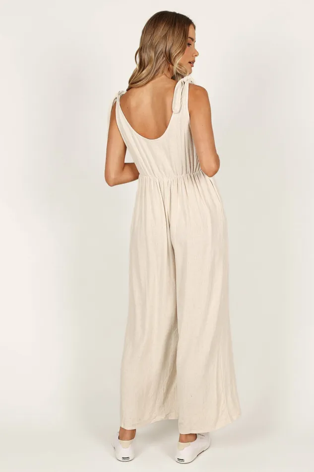Jumpsuits and Rompers Petal and Pup Women Ayla Linen Jumpsuit Oatmeal