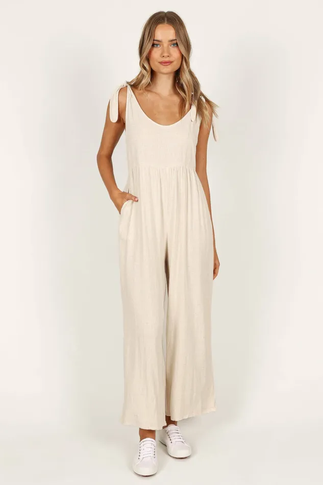 Jumpsuits and Rompers Petal and Pup Women Ayla Linen Jumpsuit Oatmeal