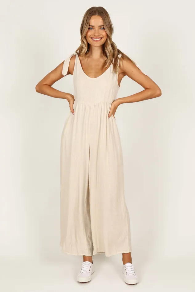 Jumpsuits and Rompers Petal and Pup Women Ayla Linen Jumpsuit Oatmeal