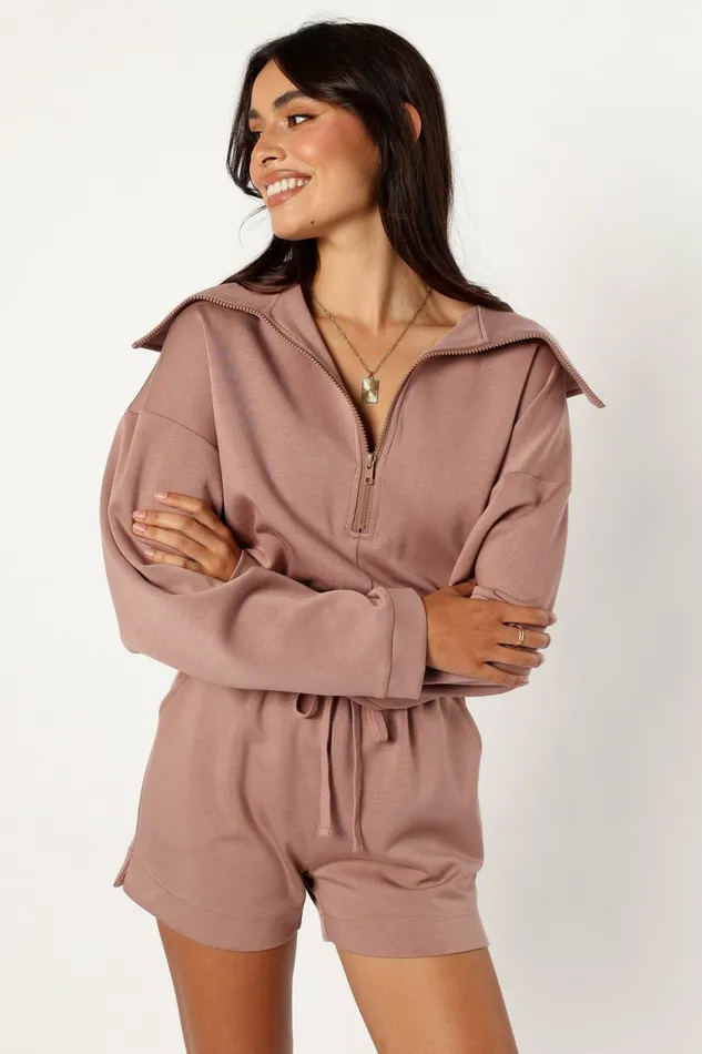 Jumpsuits and Rompers Petal and Pup Women Peri Sweater Romper Mocha