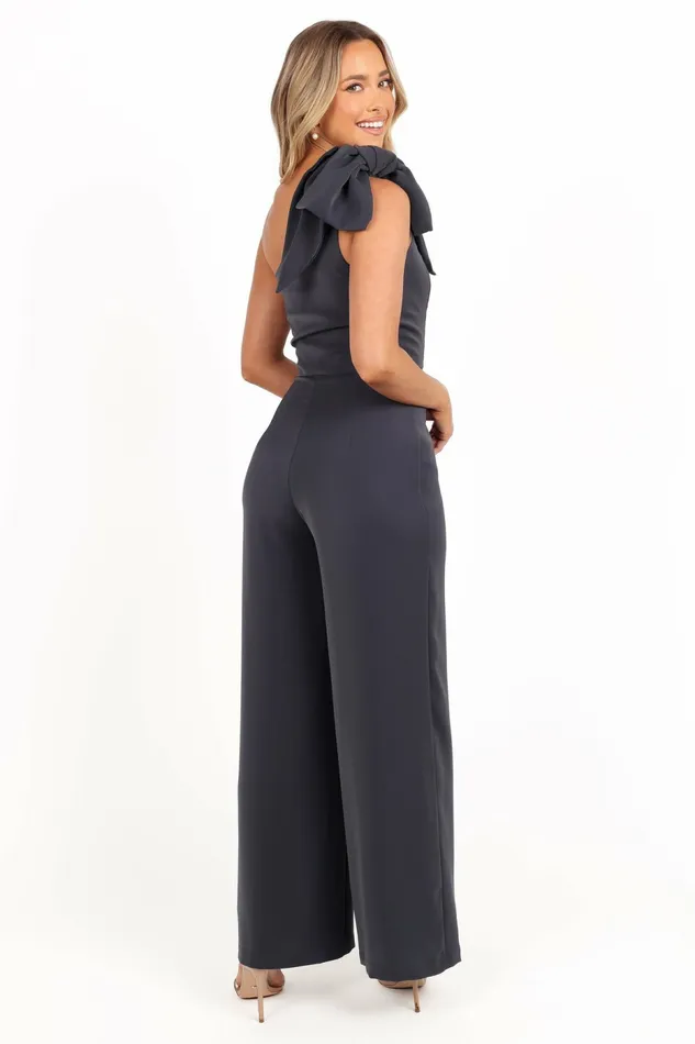 Jumpsuits and Rompers Petal and Pup Women Scarlett One Shoulder Jumpsuit Steel Grey