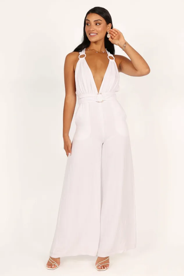 Jumpsuits and Rompers Women Petal and Pup Imani Belted Jumpsuit White