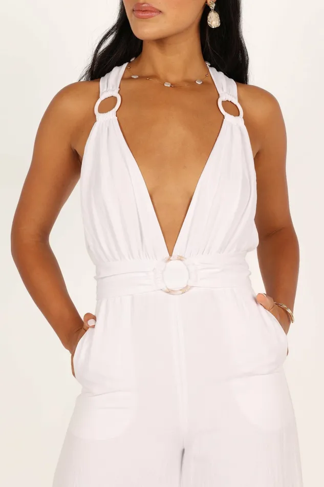Jumpsuits and Rompers Women Petal and Pup Imani Belted Jumpsuit White