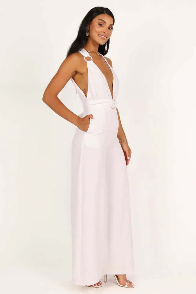 Jumpsuits and Rompers Women Petal and Pup Imani Belted Jumpsuit White