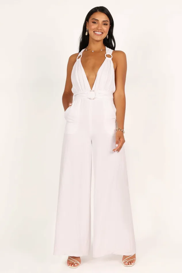 Jumpsuits and Rompers Women Petal and Pup Imani Belted Jumpsuit White