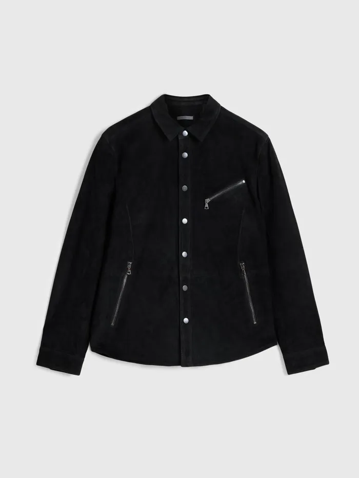 KADD SHIRT JACKET Black Men John Varvatos Leather Jackets