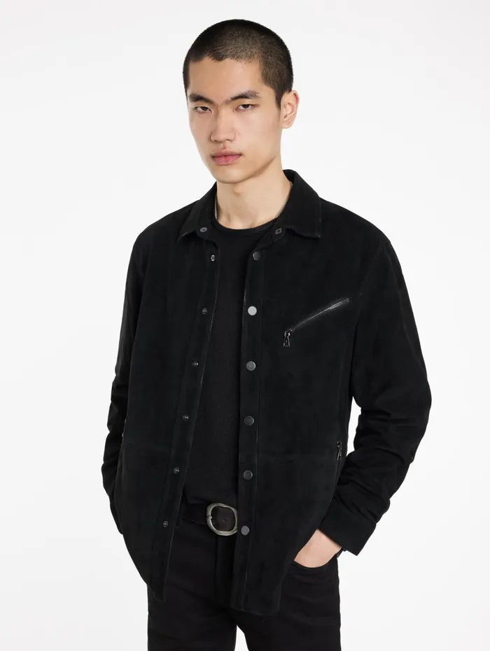 KADD SHIRT JACKET Black Men John Varvatos Leather Jackets